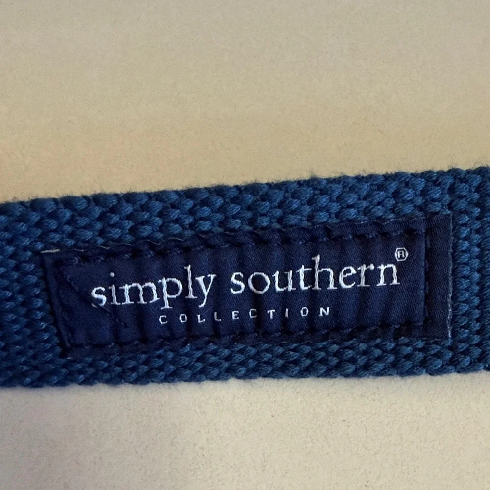 Simply Southern Men’s 34 Navy Belt with Coral Ribbon of Blue Retrievers